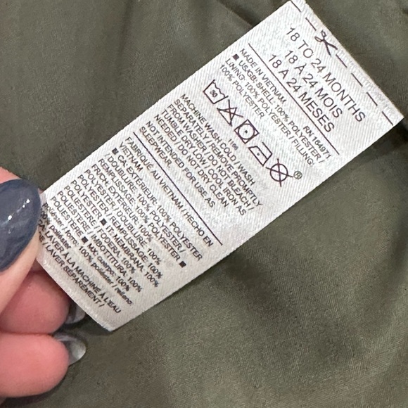 Janie & Jack Toddler Boys Olive Green Quilted Barn Vest 18-24 months NWT - Picture 6 of 6